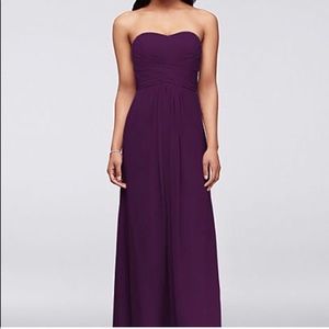 Davids bridal PLUM strapless dress chiffon F15555